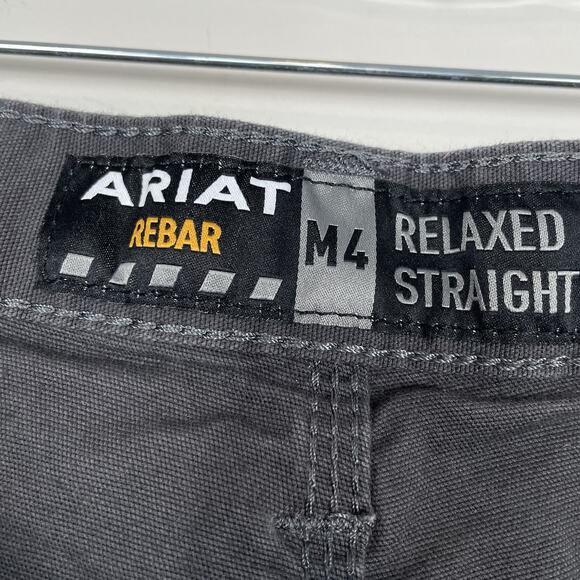 Ariat Rebar M4 Double Front Pants Men 46x30 Gray Canvas Relaxed Straight Utility - Picture 3 of 16